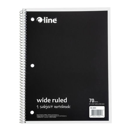 C-Line Products C-Line 1-Subject Notebook, Wide Ruled, 70-Page, Black, 24 Each/Set 22041-CT